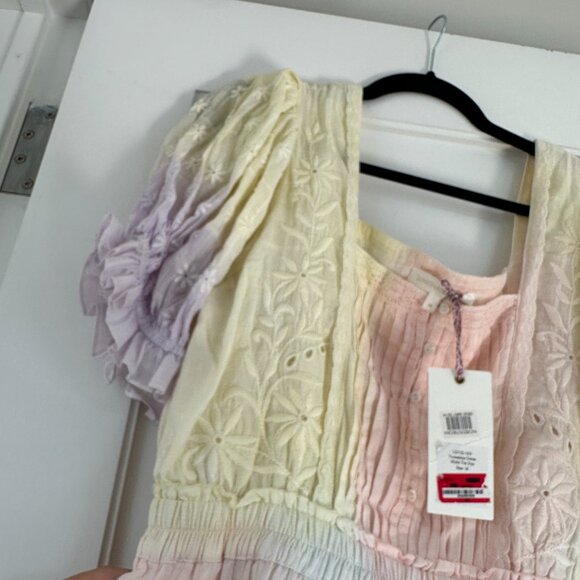 NWT LoveShackFancy Tomasina Mini Dress Tie Dye Multi Embroidered Size Medium - Picture 7 of 11
